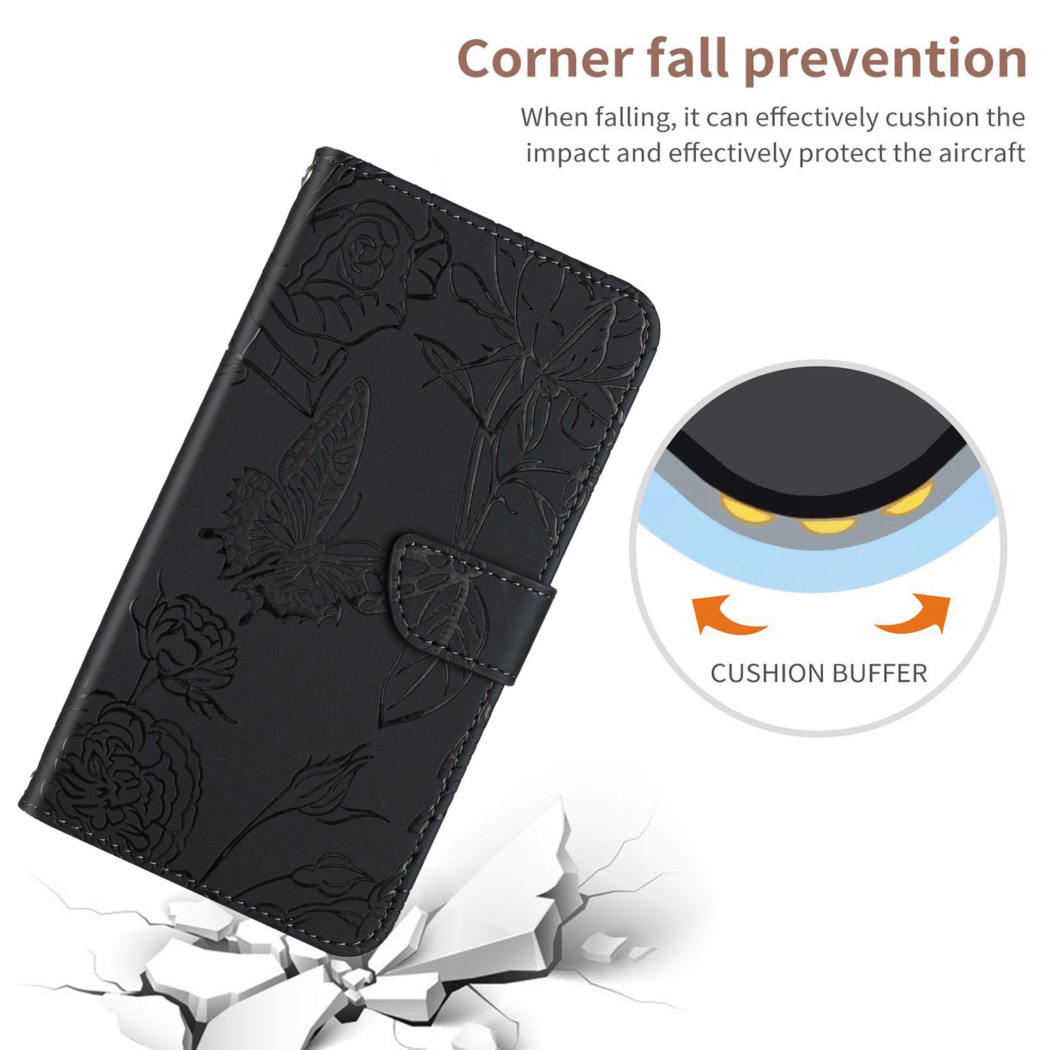 HT03 For Oppo A59 5G Wallet Leather Case Butterfly Flower with Hand Strap - Black HT03 For Oppo A59 5G Wallet Leather Case Butterfly Flower with Hand Strap - Black